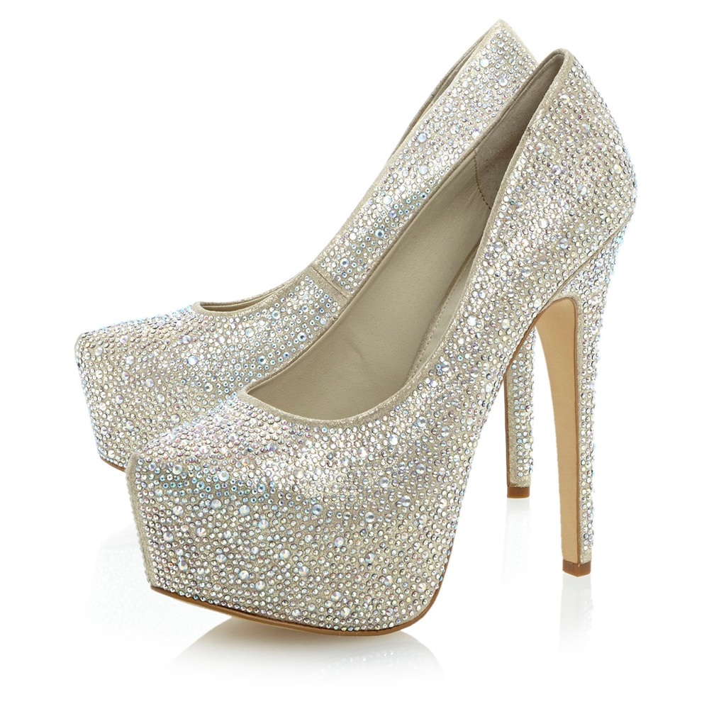 Steve Madden Deeva Champagne Rhinestone Heels