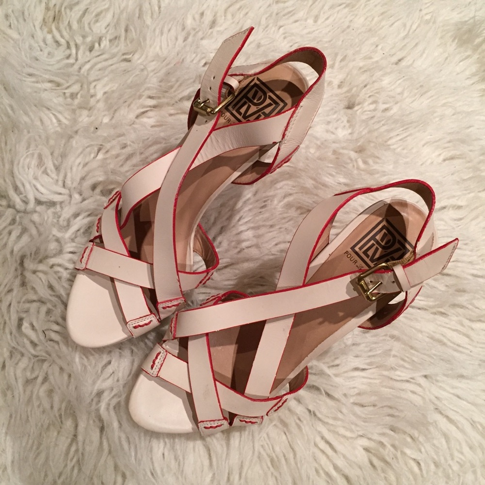 Leather Sandals w/ Red Edging