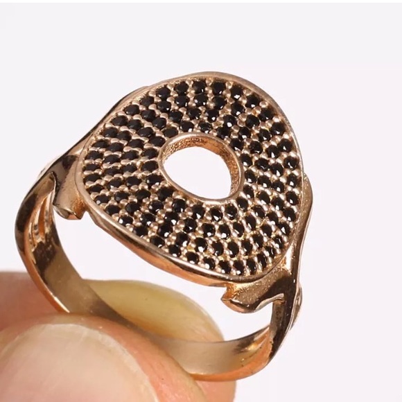 Dots of Black onyx on rose gold plated 925SS - Picture 1 of 8