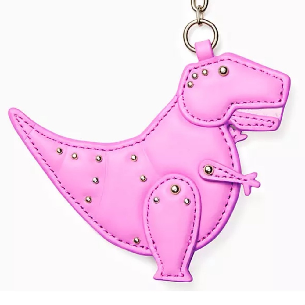 Kate Spade NWT T-Rex dinosaur pink fob keychain