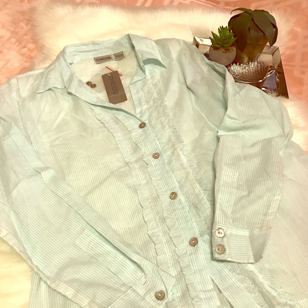 NWT Chico's Stripped Button Down