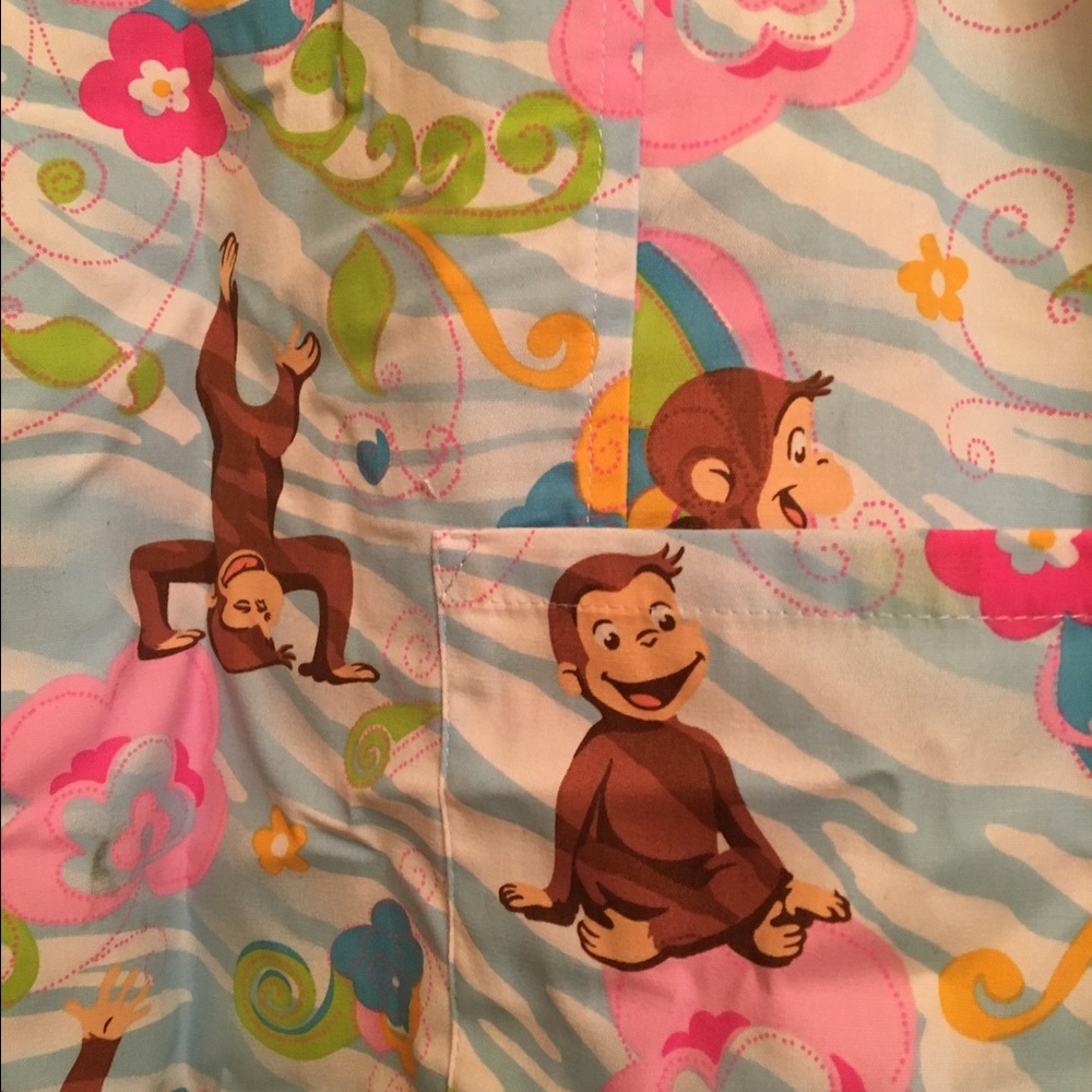 NWT curious George scrub top