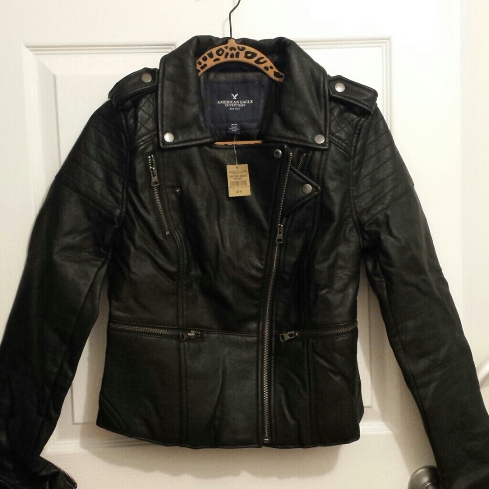 AE Vegan Leather Moto Jacket