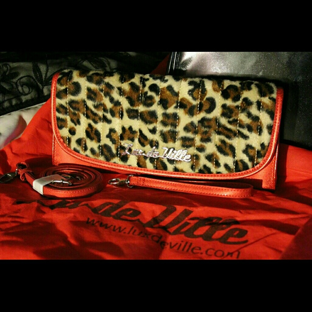 Lux De Ville Miss Lux Clutch Red Leopard Sparkle