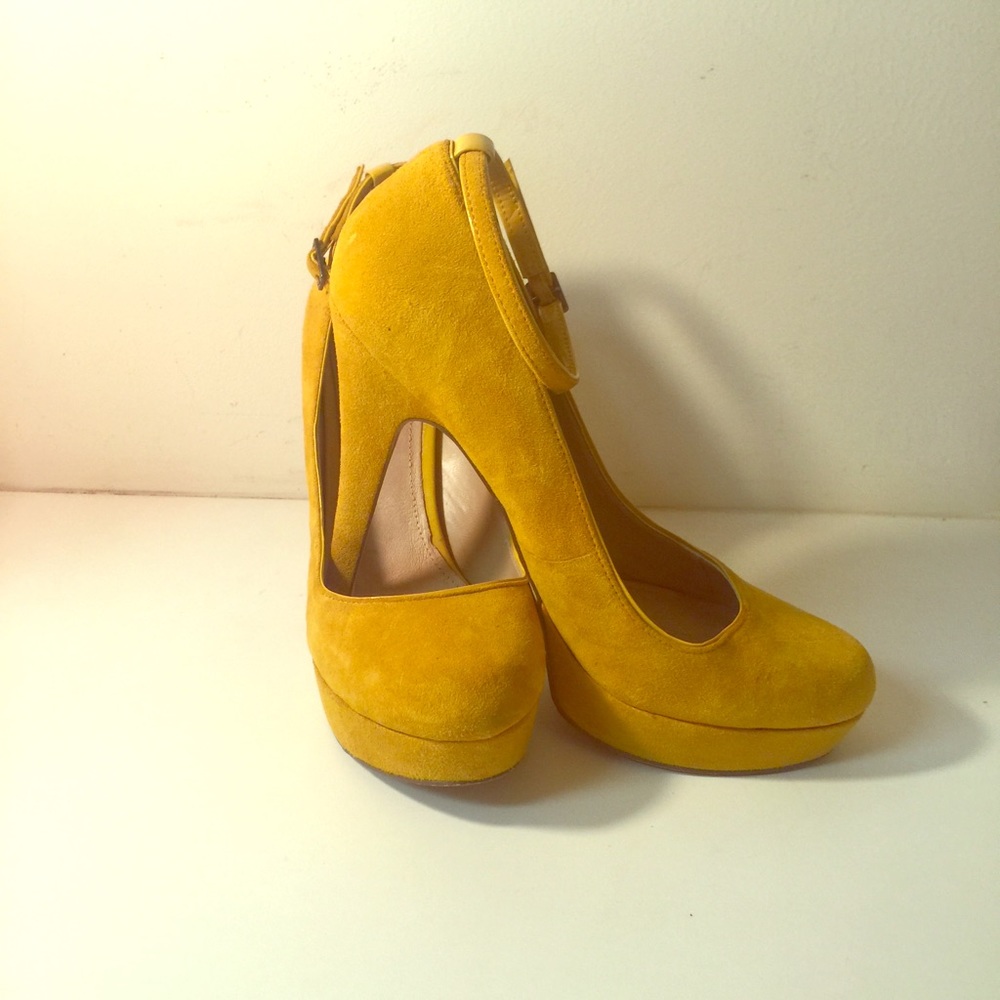 Yellow Mustard Suede ALDO Heels