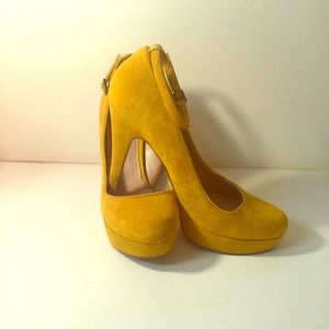 Yellow Mustard Suede ALDO Heels