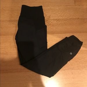 Black High-Waisted Lululemon Leggings with Mesh