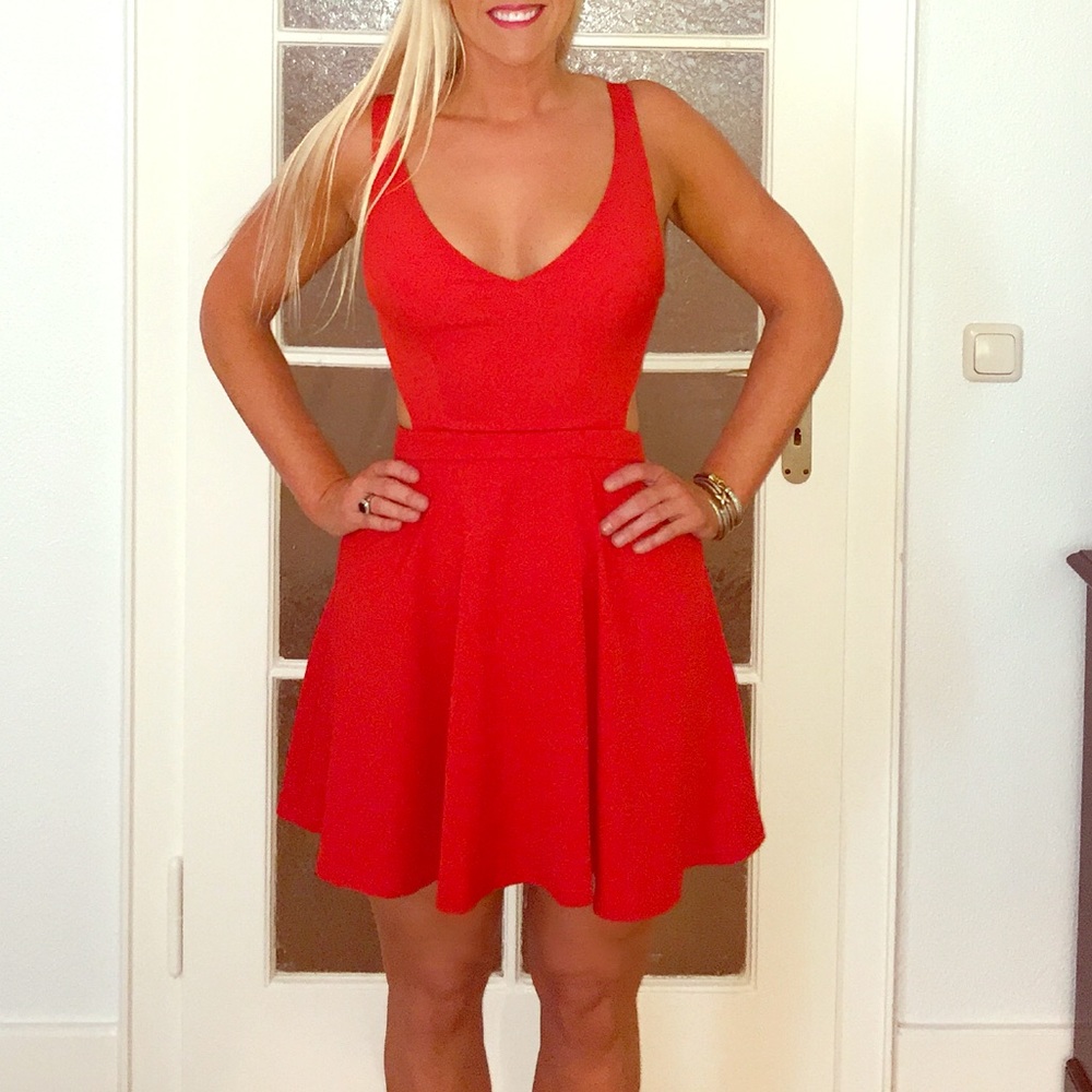 Cute Cutout Back Orange/Red Dress
