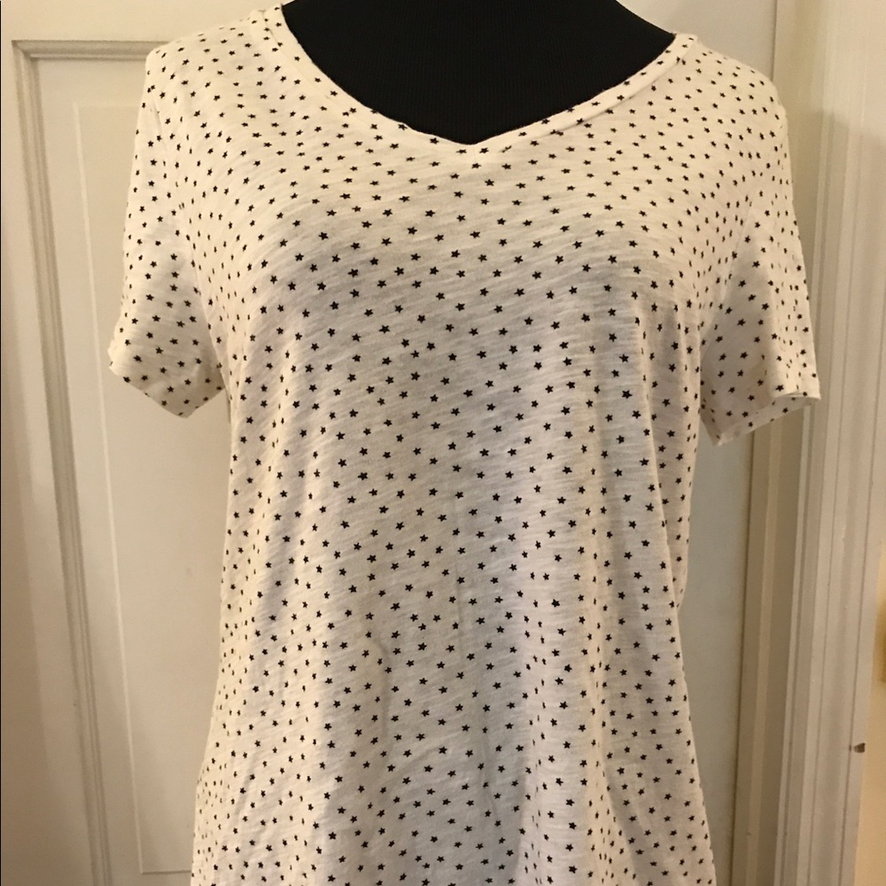 Sonoma ivory ditsy black star print tee