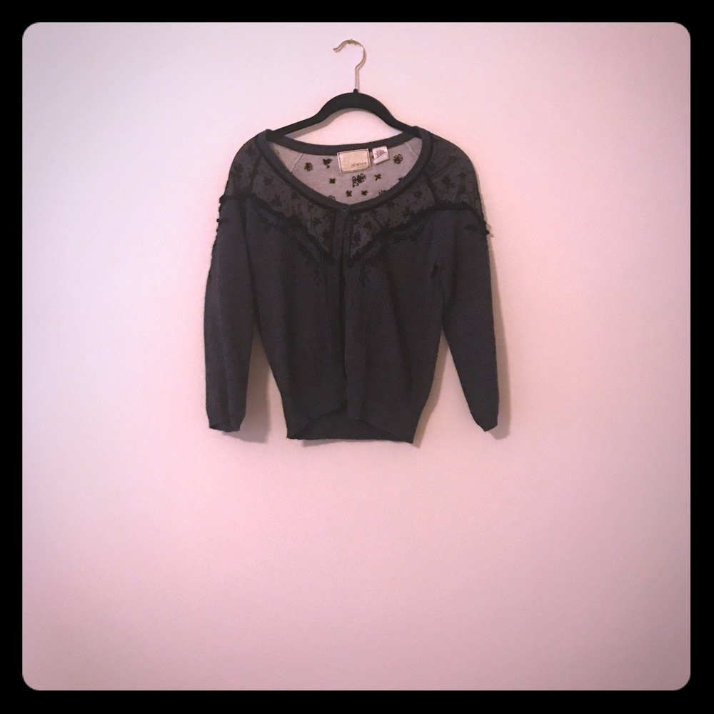 Black Anthropologie vintage style cardigan