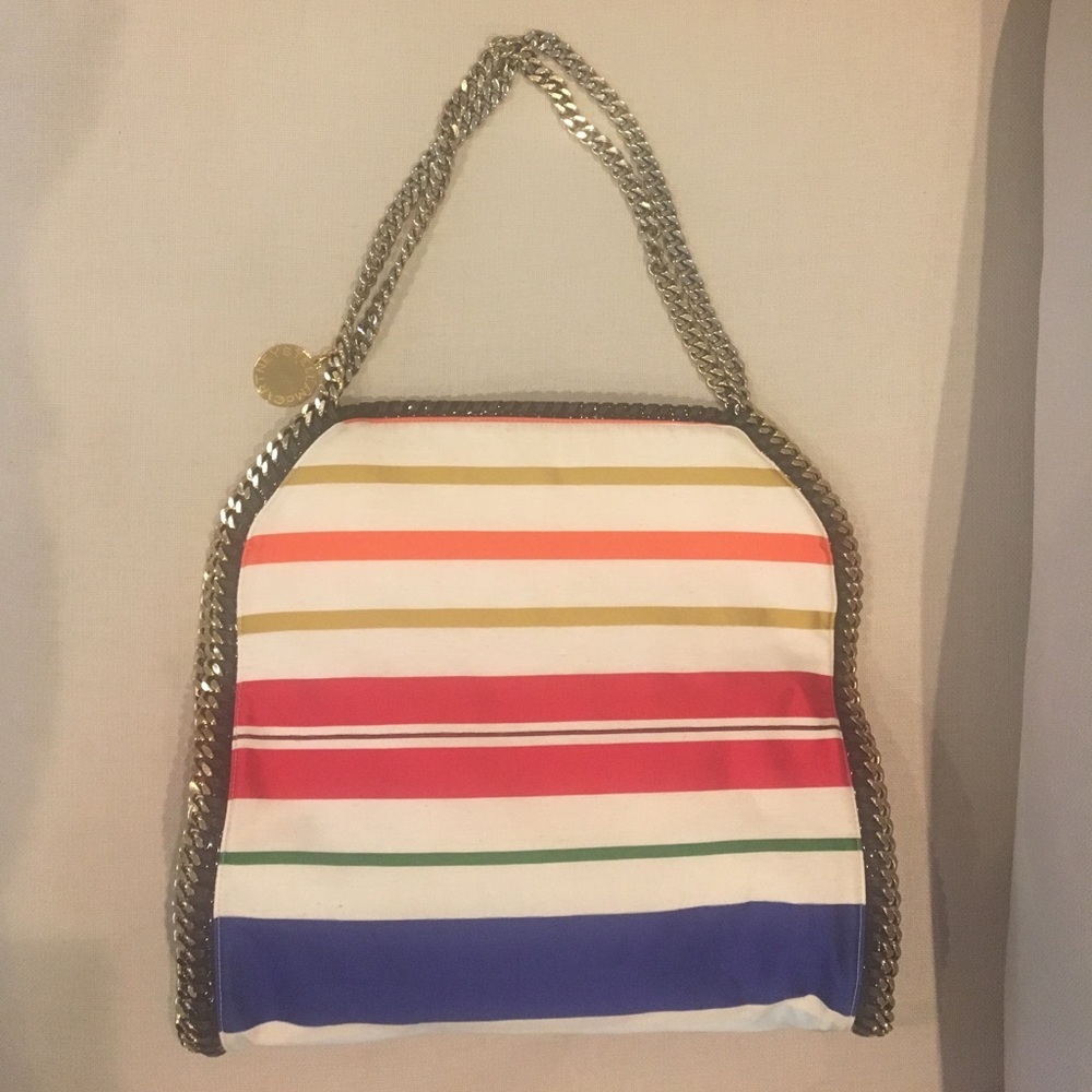 Stella McCartney Falabella Striped Canvas Tote-Bag