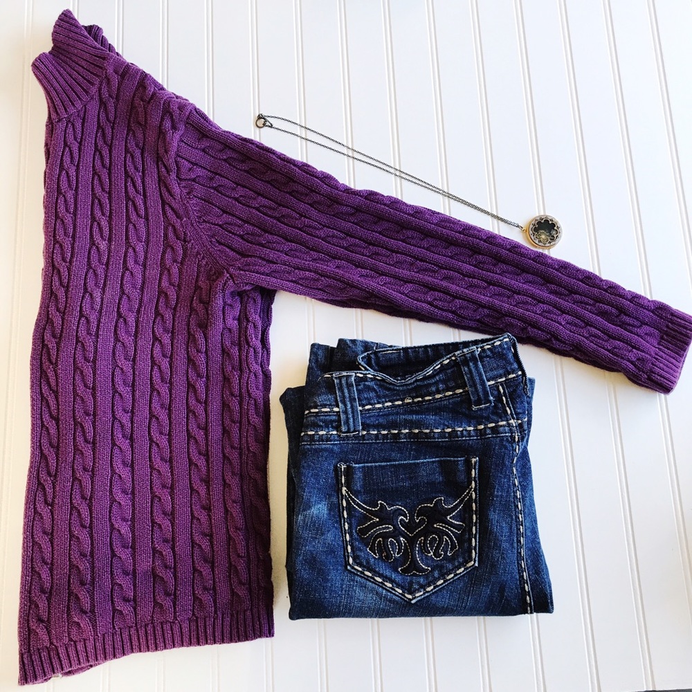 L.L. Bean zip up purple long sleeve sweater