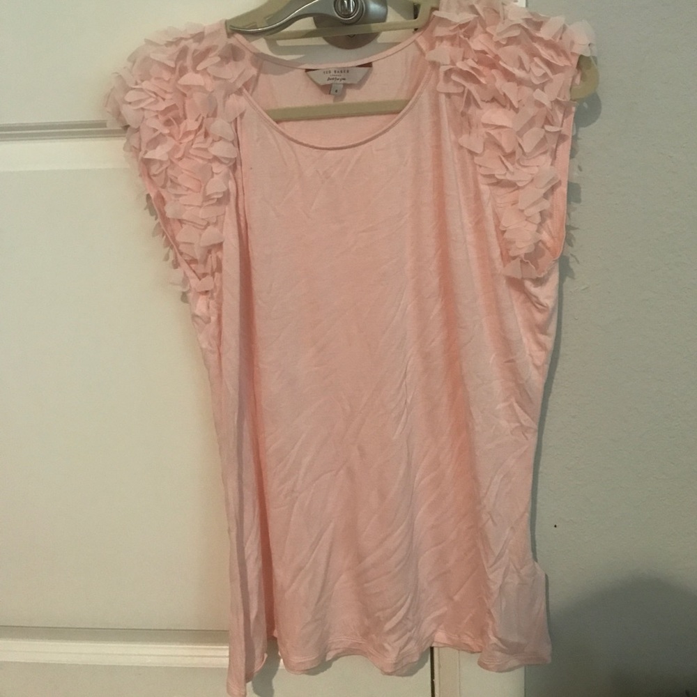 Ted Baker pink flutter sleeve t shirt