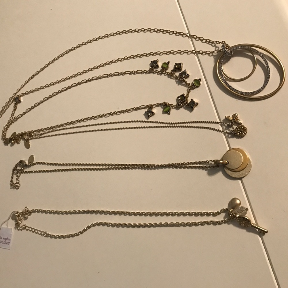 5 Lia Sophia gold necklaces