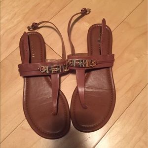Brown leather Coach sandals