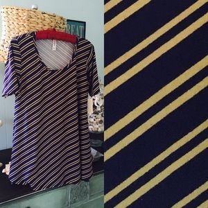 LuLaRoe- NWT- Perfect T-Navy and tan stripes