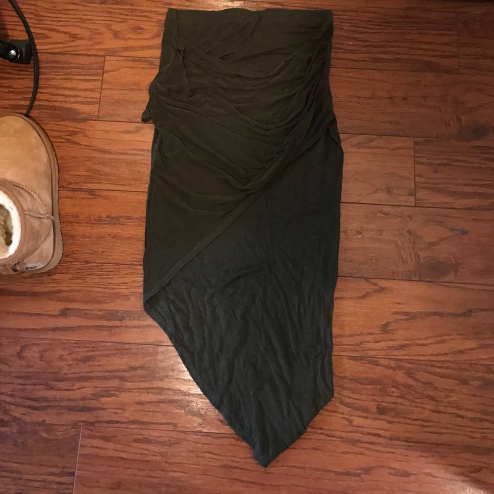 Green sexy high low skirt