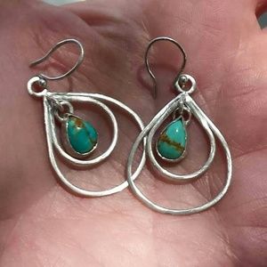 925 Sterling Turquoise Pear Drop Earrings