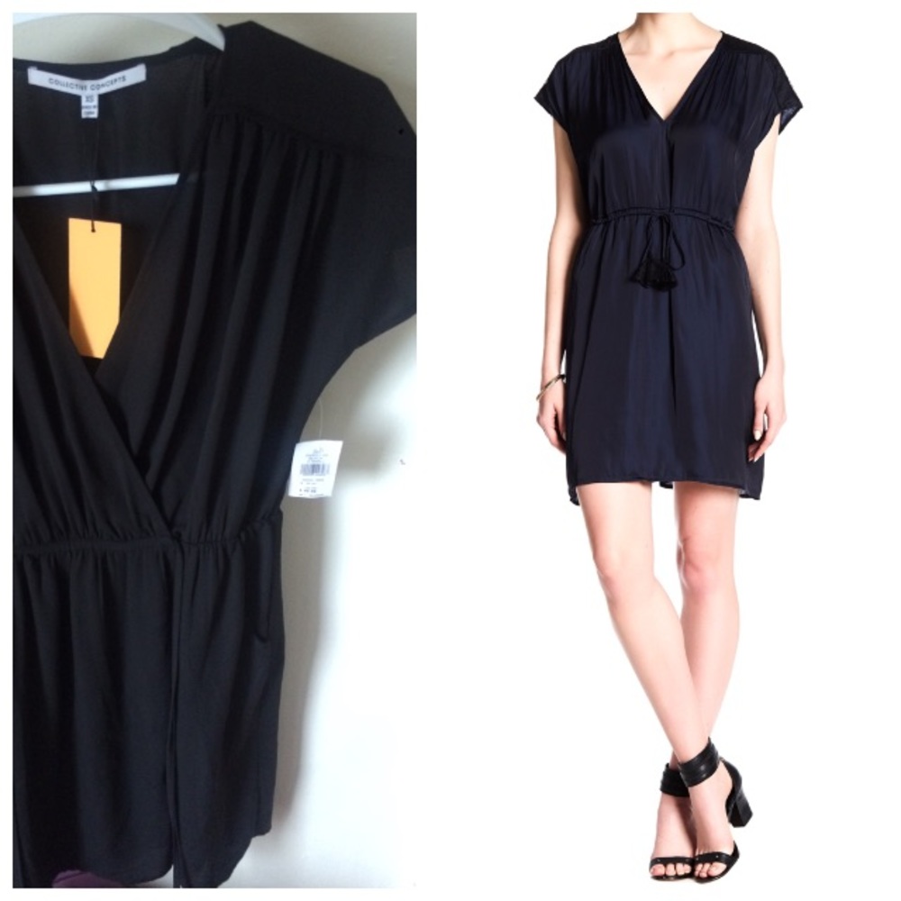 Collective Concept Shirred Wrap Dress Side pockets