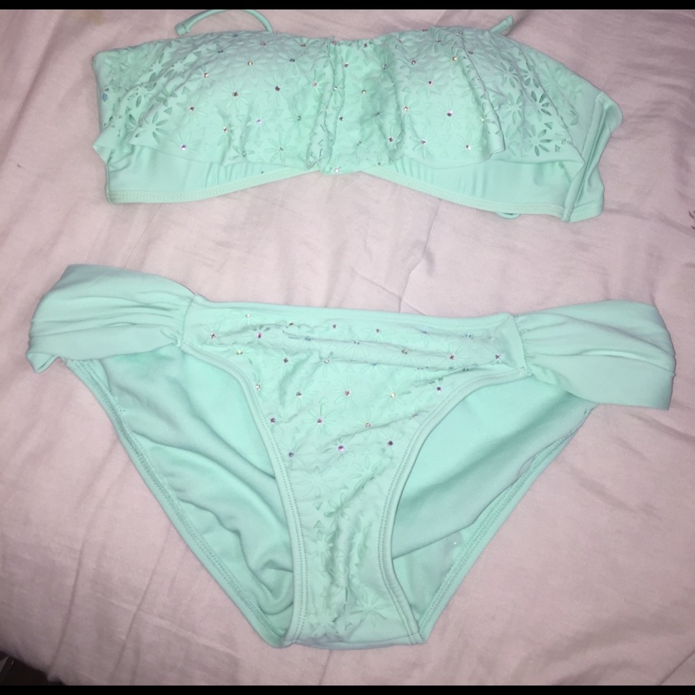 Mint green sparkly bikini