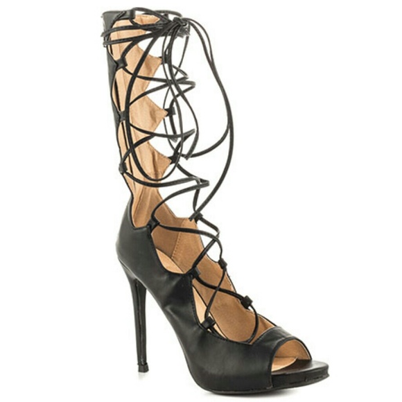 Liliana Shoes - Gladiator Lace Up Stiletto Sandals Heels Pumps