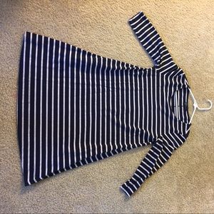 Blue and white striped 3/4 sleeve Gap dress