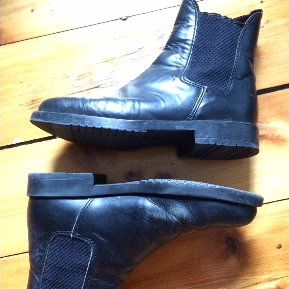 Black slick rain boots