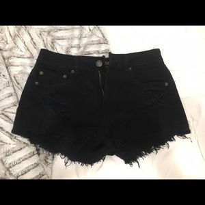High Rise AE Black Denim Shorts
