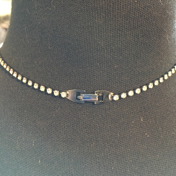 Choker dark Grey and Red.  Rhinestones - Picture 3 of 4