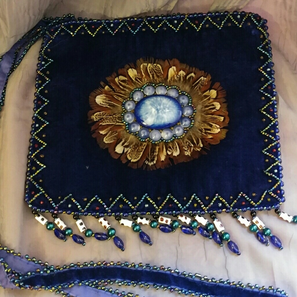 Blue Velvet Crossbody Purse