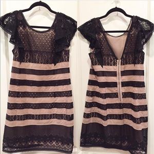 BCBG Black & Nude Lace detailed dress