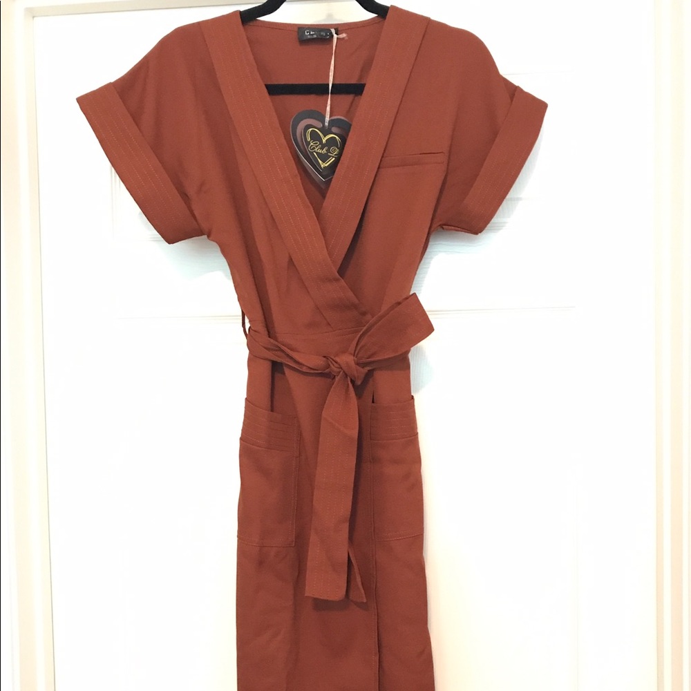 NWOT midi wrap dress, kimono style