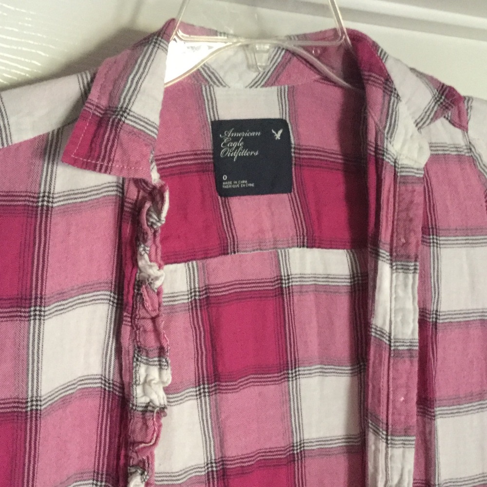 Pink Plaid Button-Up Collared Shirt