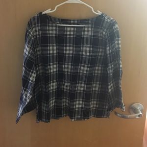 Plaid long sleeve crop top