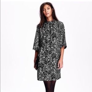 Old Navy Black Print High-Neck Dress