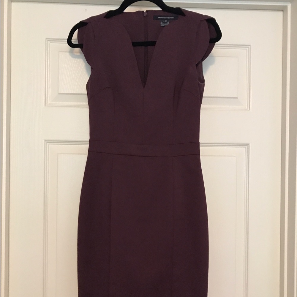 FCUK bodycon sheath dress in plum, EUC