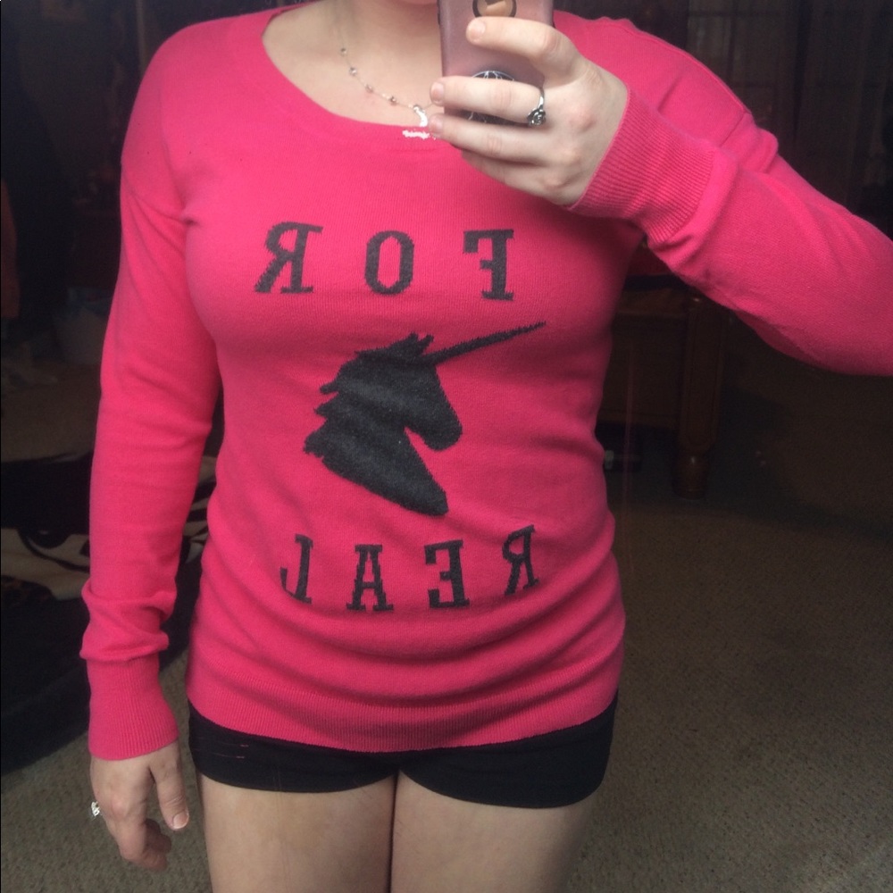 Pink unicorn sweater