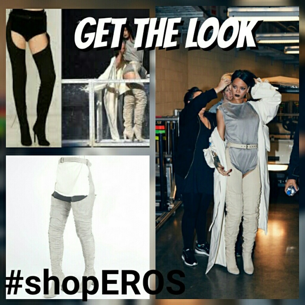 RIHANNA SUEDE CHAP BOOTS. GET THE LOOK FOR LESS!