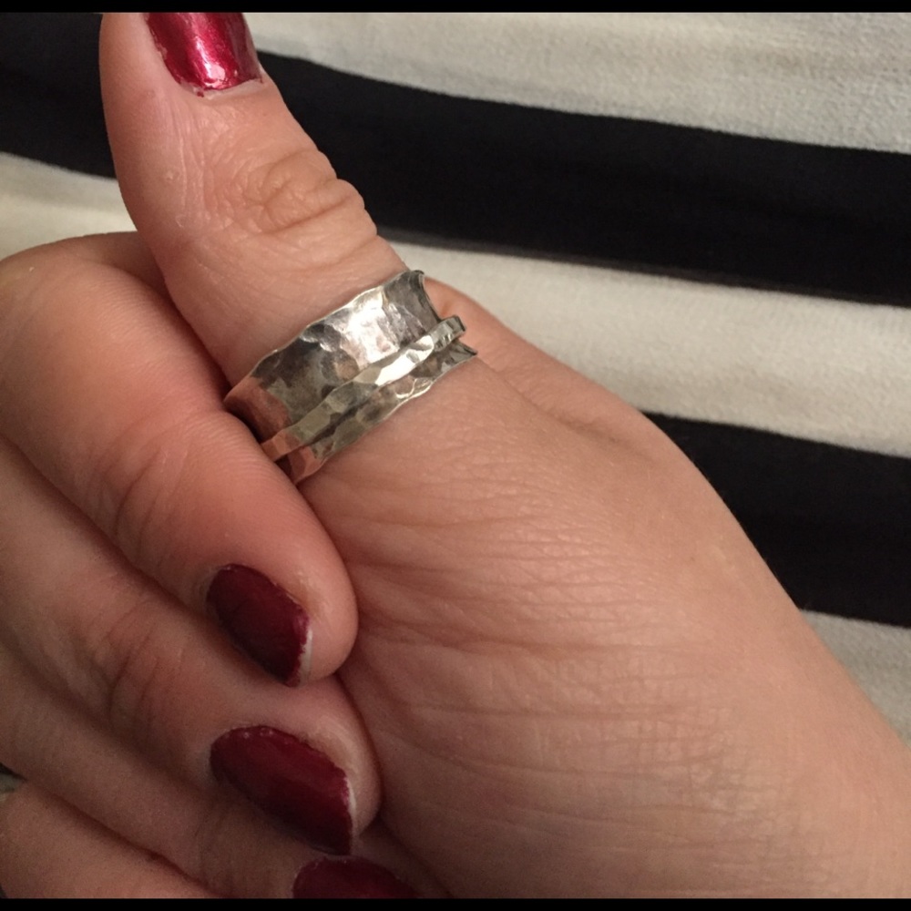 Thick Metal Band with Dainty Ring