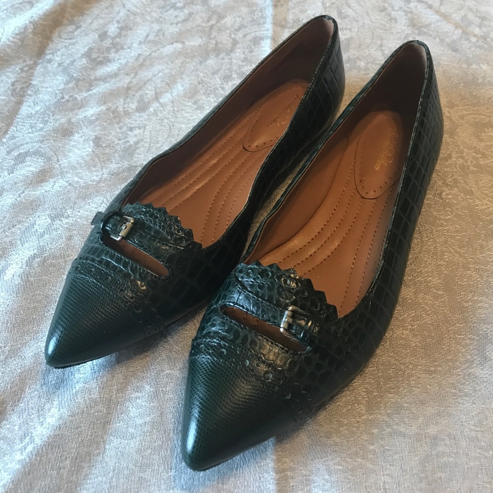 Green Alligator Print Brooks Brothers Flats