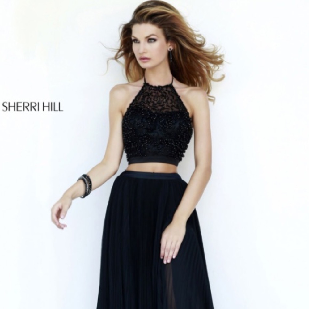Black Sherri Hill two piece prom dress