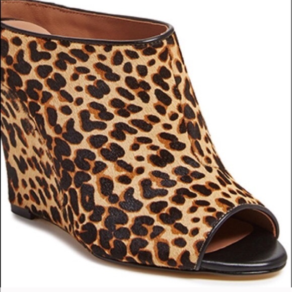 Renvy Leopard Wedge Mules - Picture 2 of 4