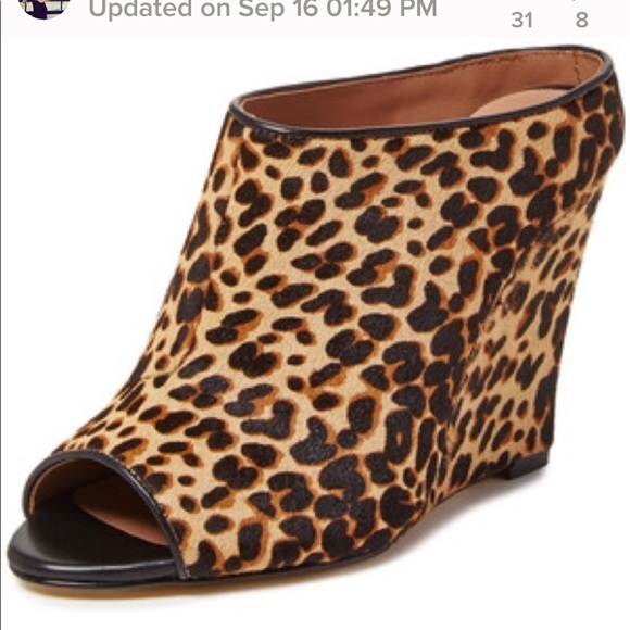 Renvy Leopard Wedge Mules - Picture 3 of 4