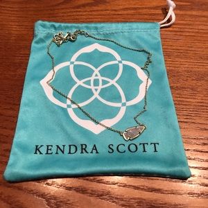 Kendra Scott gold necklace w white iridescent rock