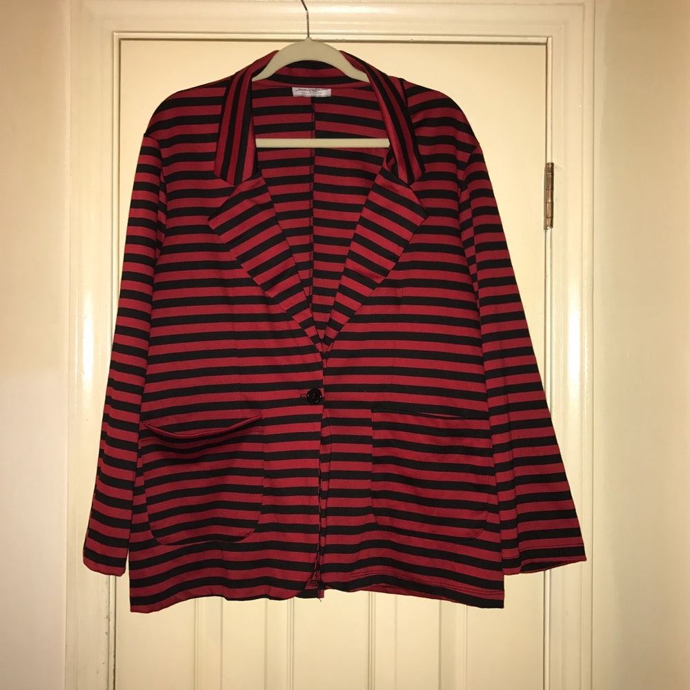 Red & Black Striped Blazer