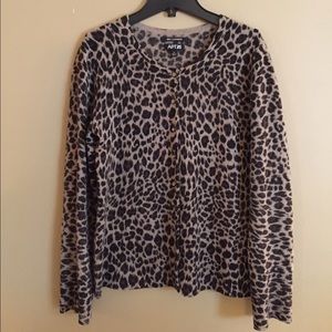 Leopard print cashmere cardigan