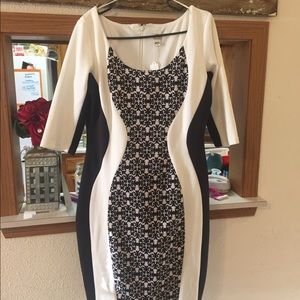 Fitted black & white dress