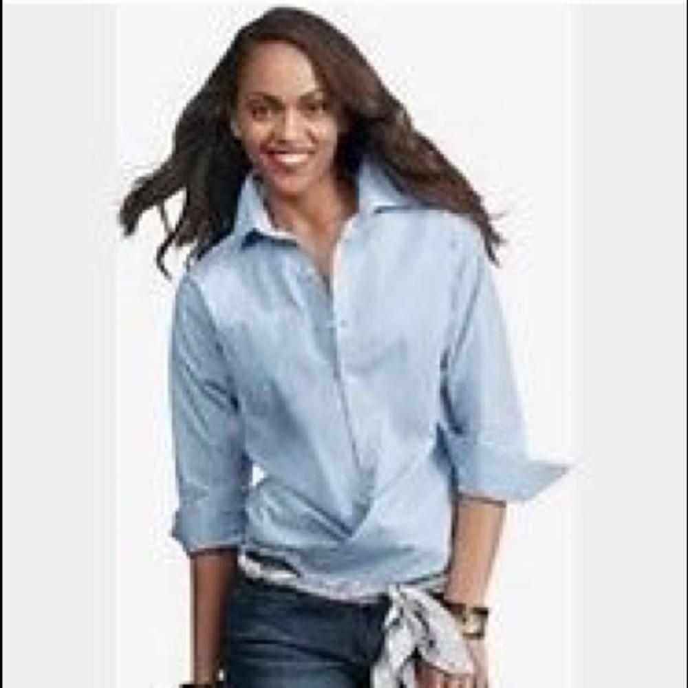 CAbi Cotton Stretch shirt with cross over detail