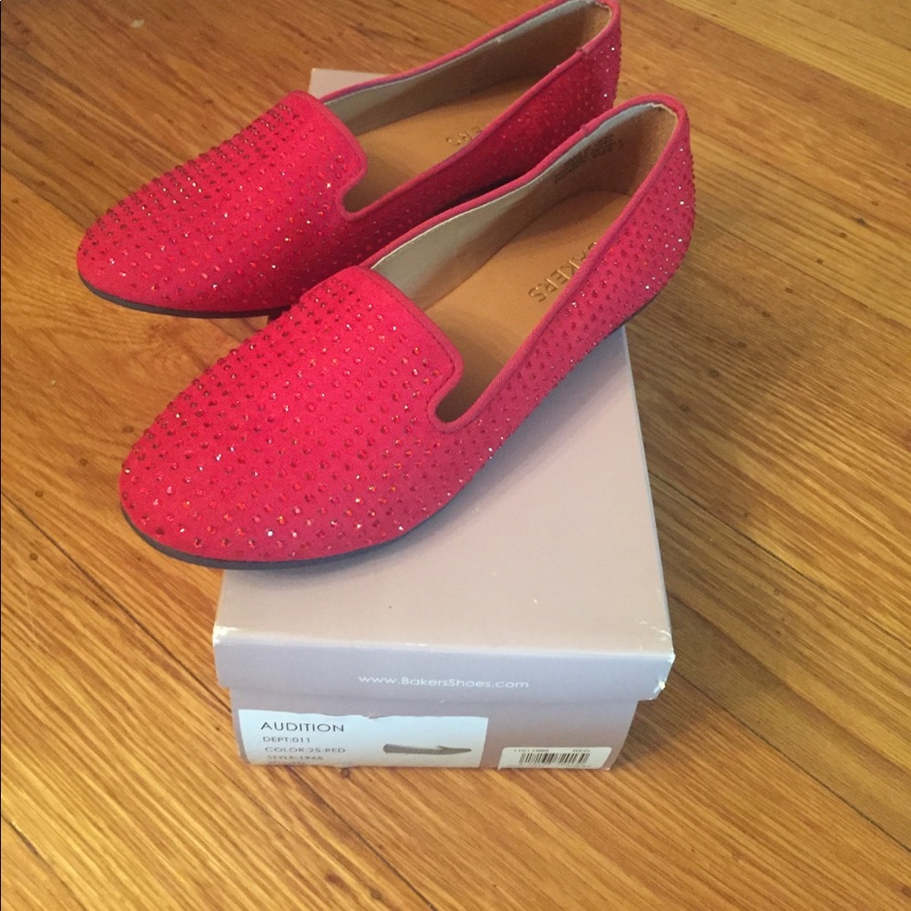 Sparkly red loafers