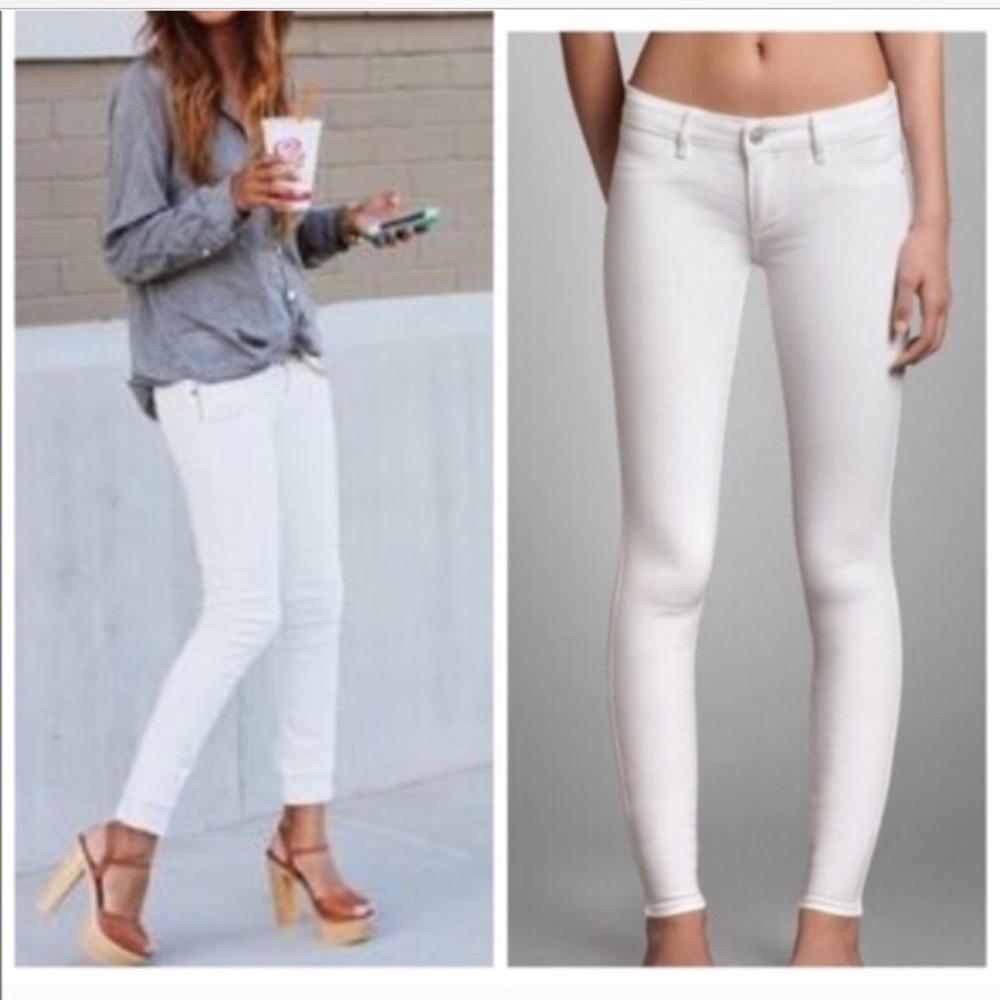 White cropped skinny jegging leggings